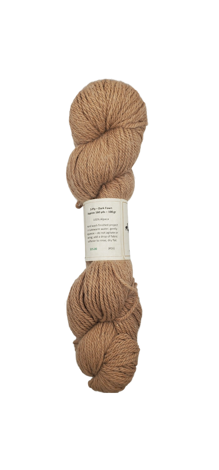 Cozy Dark Beige Alpaca Yarn 3-Ply Perfection. Luxurious Warmth. SKU 16.