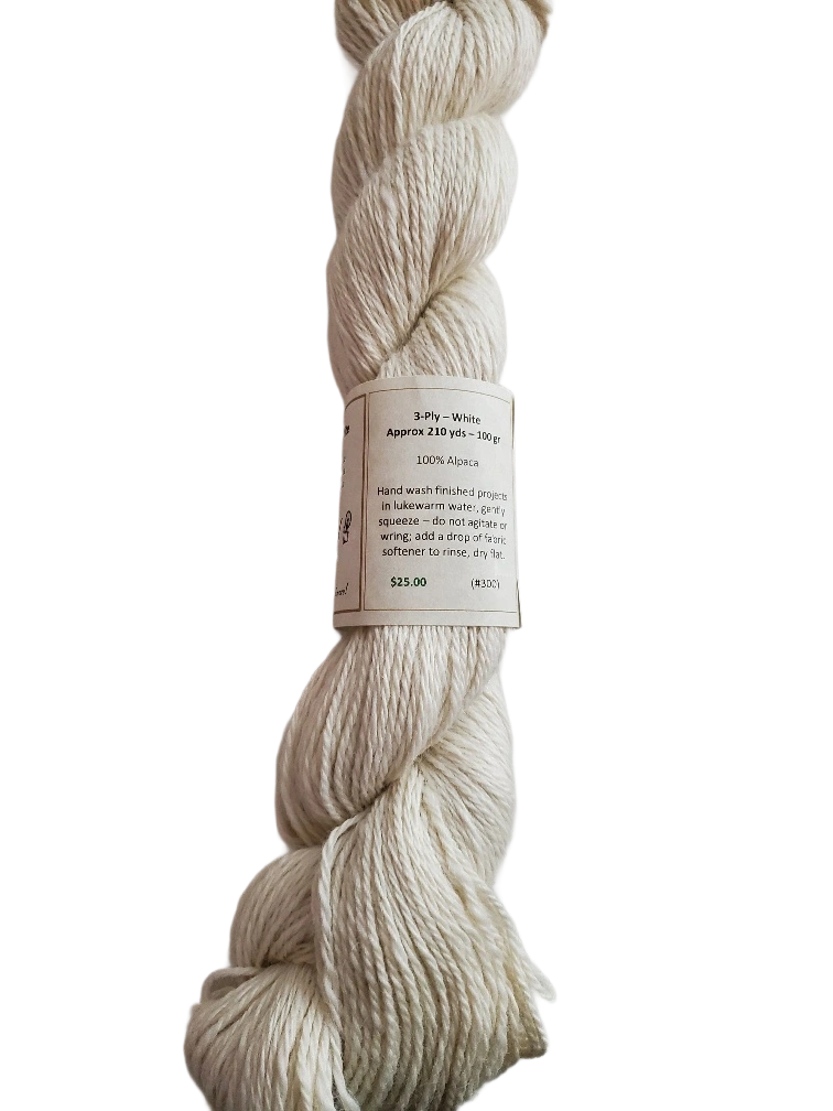Luxurious 3-Ply Alpaca Yarn - Creamy White, Perfect for Cozy Projects!