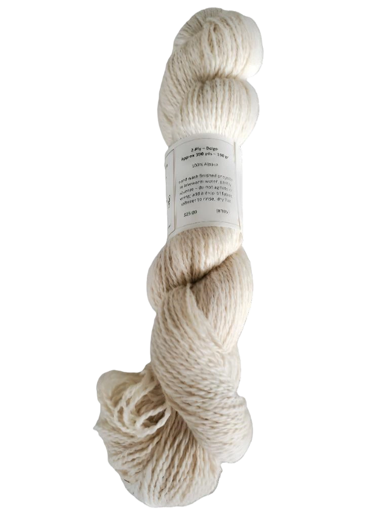Luxurious Beige Alpaca Yarn Soft & Cozy 2 Ply Skein 305